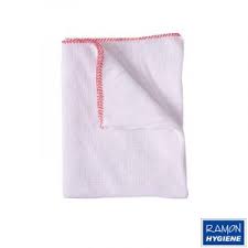 Large White Dishcloth Red Edge 40x30cm