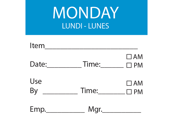 Square Dissolvable Day Label Monday