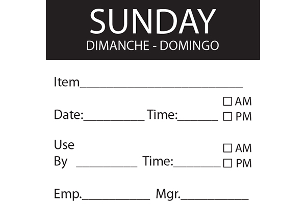 Square Dissolvable Day Label Sunday