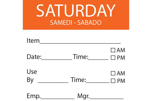 Square Dissolvable Day Label Saturday
