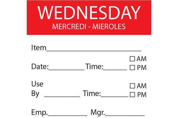 Square Dissolvable Day Label Wednesday