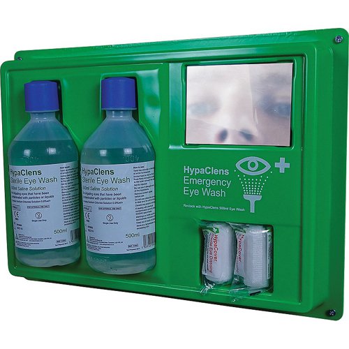 Eye Wash Station with Mirror, Sign & Dressings