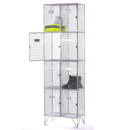 8 Wire Mesh Lockers with Doors 4 Tier 2 Nest